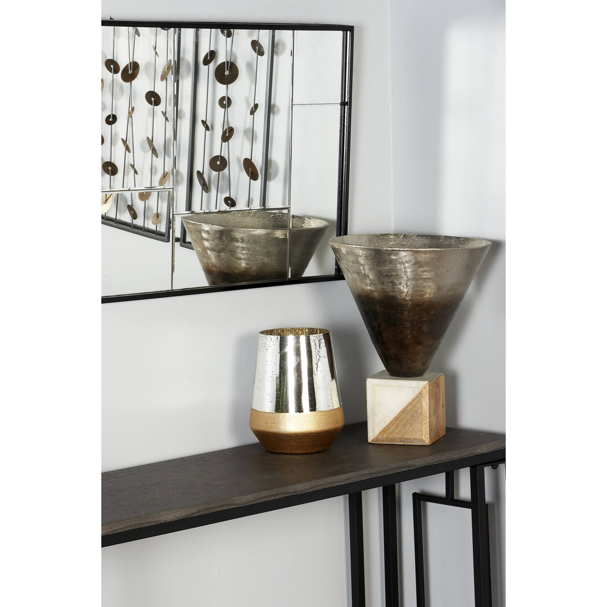 9" Gold Glass Modern Candlestick Holder